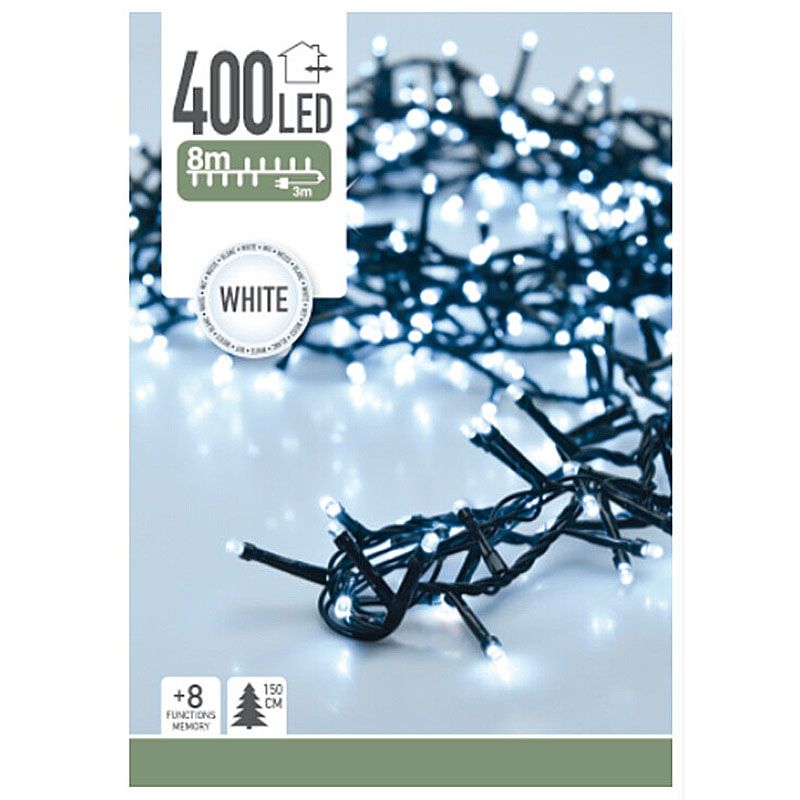 Micro Cluster 400 Led's - 8 Meter - Wit - 8 Functies + Geheugen