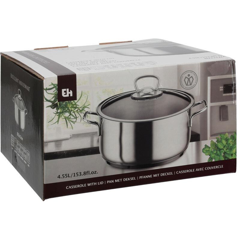 Excellent Houseware Kookpan - 22 Cm - 4.5 Liter - Rvs - Met Deksel
