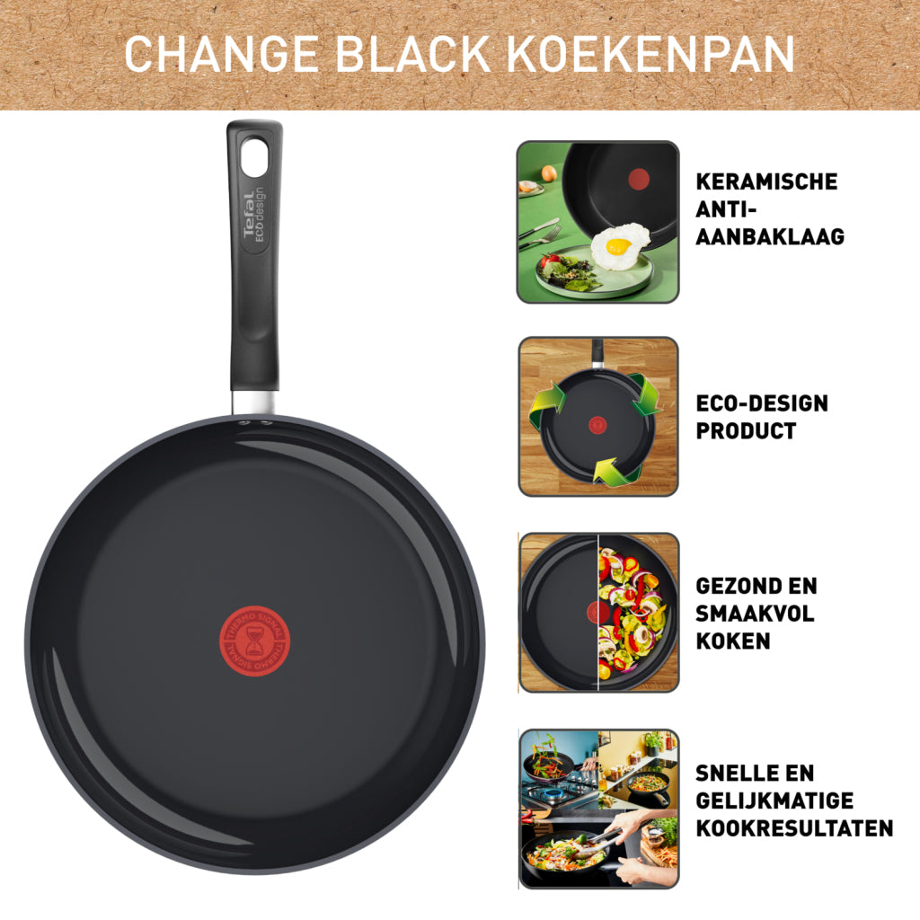 Tefal C47602 Change Black Keramische Koekenpan 20 Cm Zwart