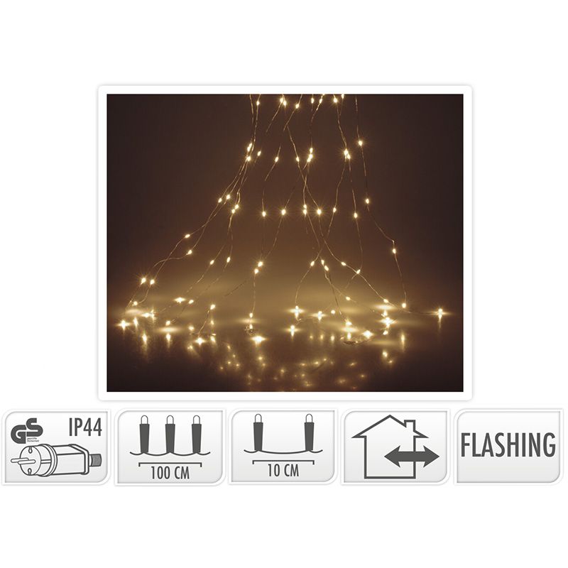 Cascadeverlichting Met Vuurvliegjeseffect - 100 Led - Warm Wit