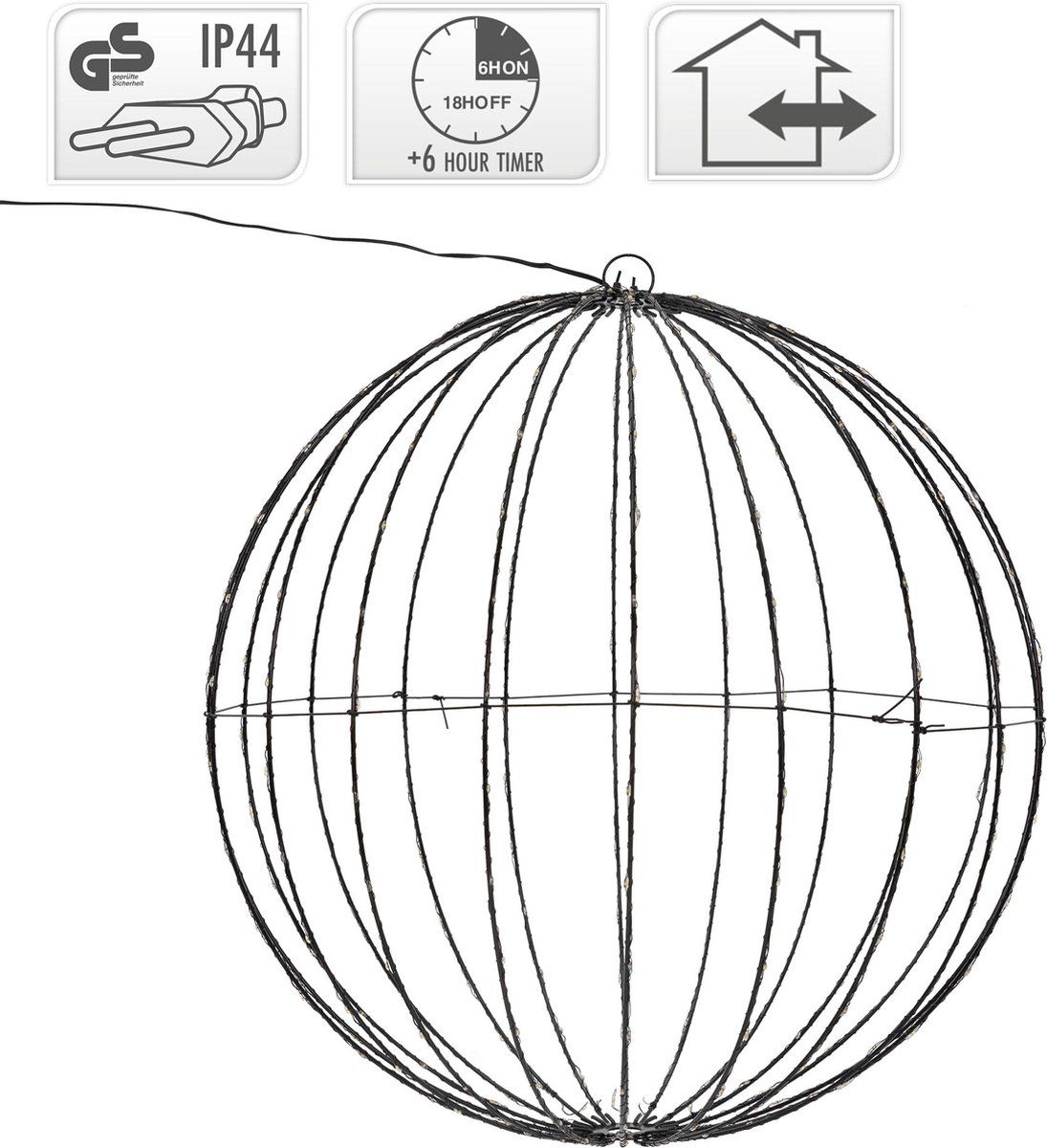 Lichtbol 240 Led - Metaal - 40 Cm - Kerstverlichting - Met Timer - Extra Warm Wit