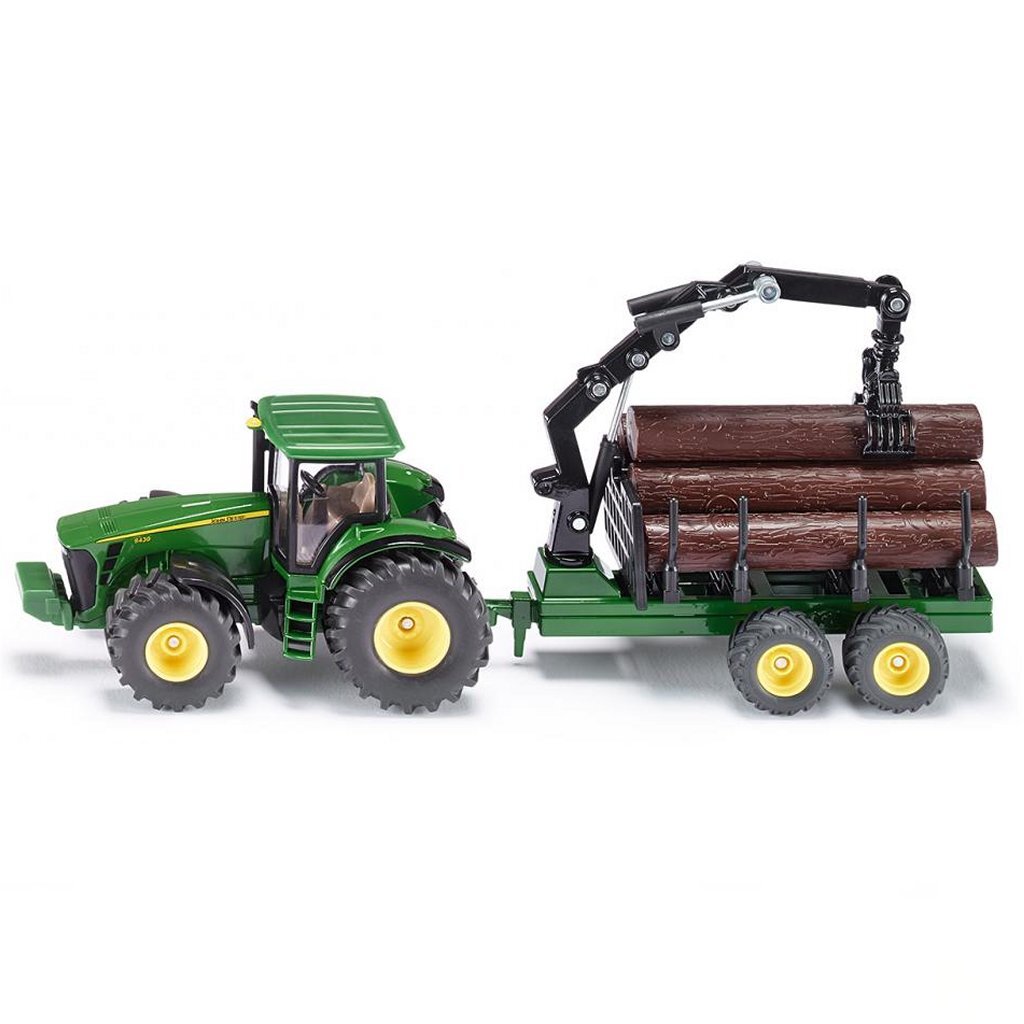 Siku 1954 John Deere 8430 Tractor Met Boomstamaanhangwagen