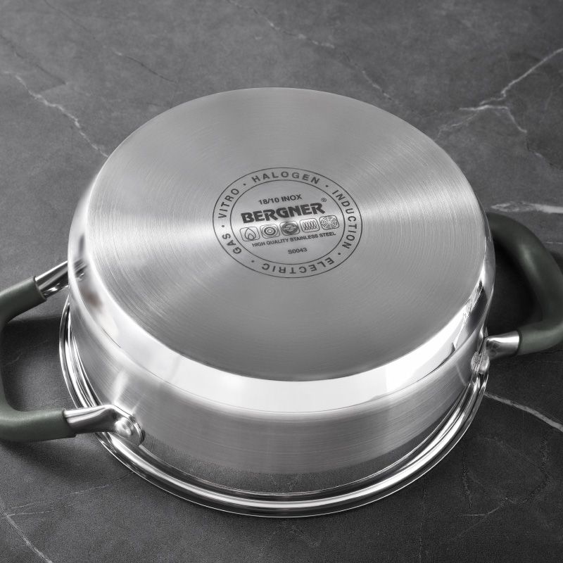 Bergner Midnight Rvs Kookpan Met Deksel - Inductie - 20Cm - 2.3L