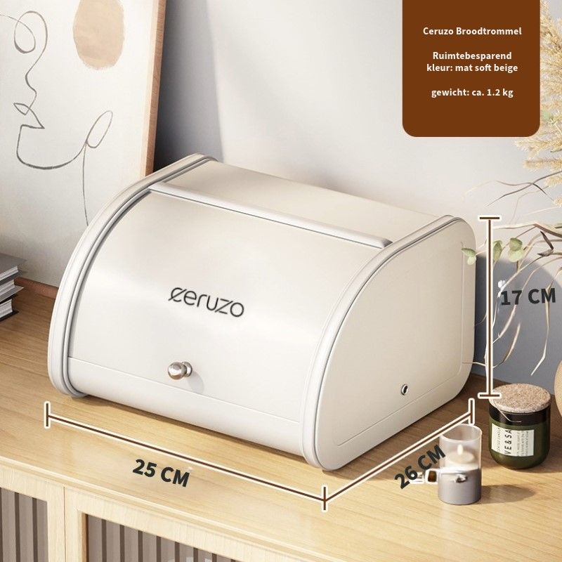 Ceruzo Broodtrommel - Met Schuifdeksel - 25Cm - Soft Beige