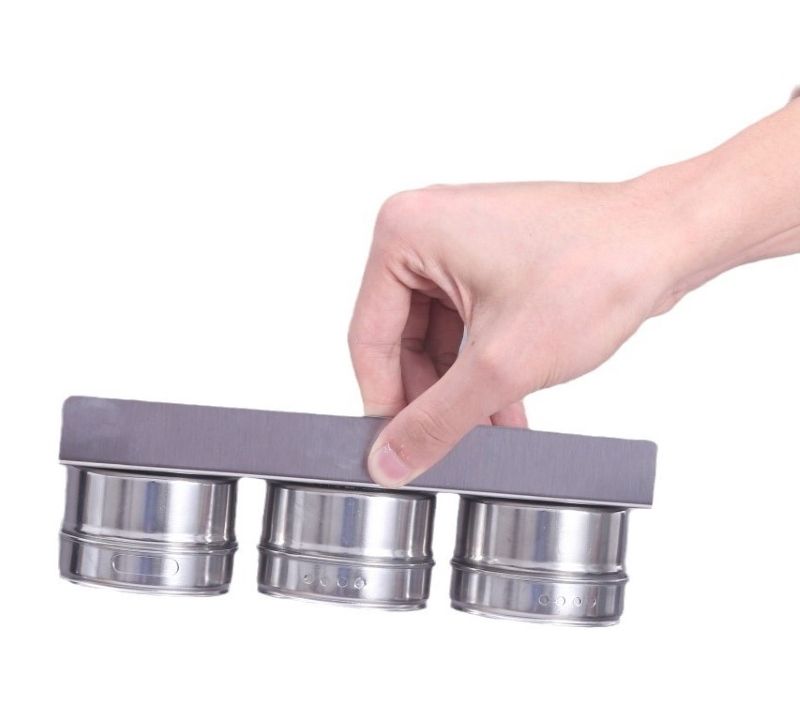 Ceruzo Kruidenrek Magnetisch - 9 Rvs Kruidenpotjes