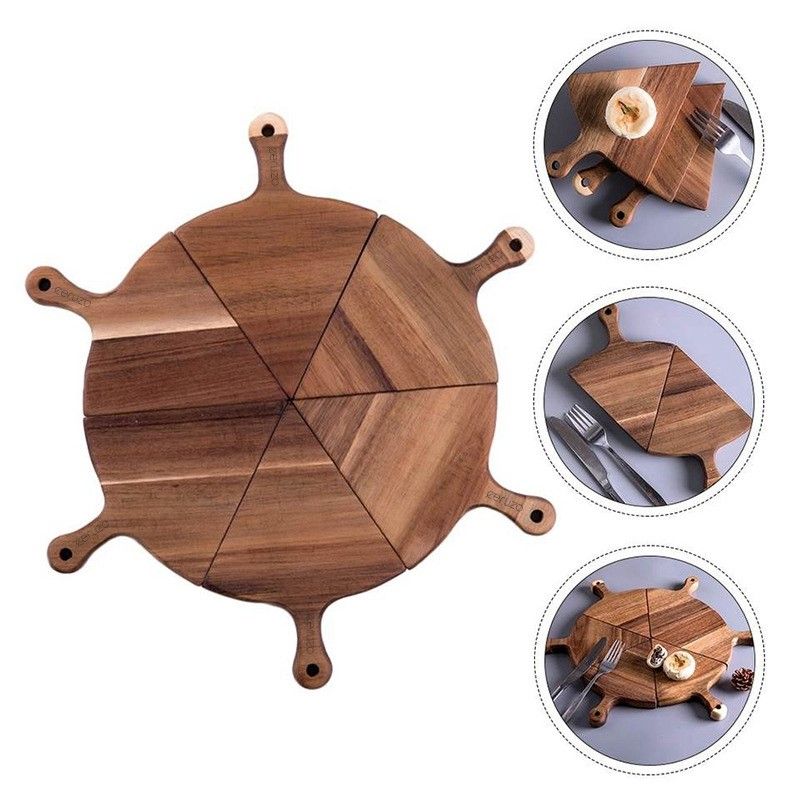 Ceruzo Pizzabord - Luxe Pizza Serveerplankjes - 6 Stuks - Acacia Hout