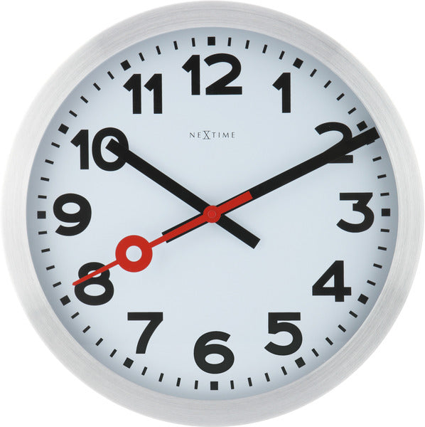 Nextime Ne-3999Ar Wandklok Dia. 35 Cm, Geborsteld Aluminium, 'Station'