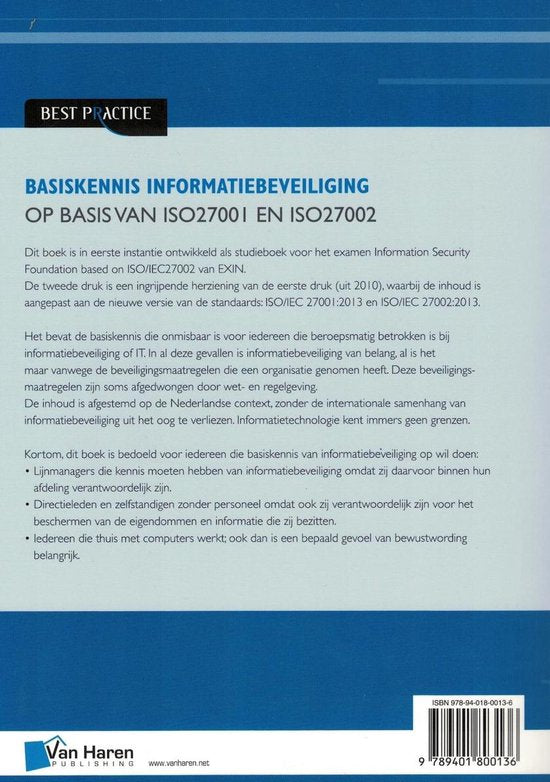 Best practice - Basiskennis informatiebeveiliging op basis van ISO27001 en ISO27002
