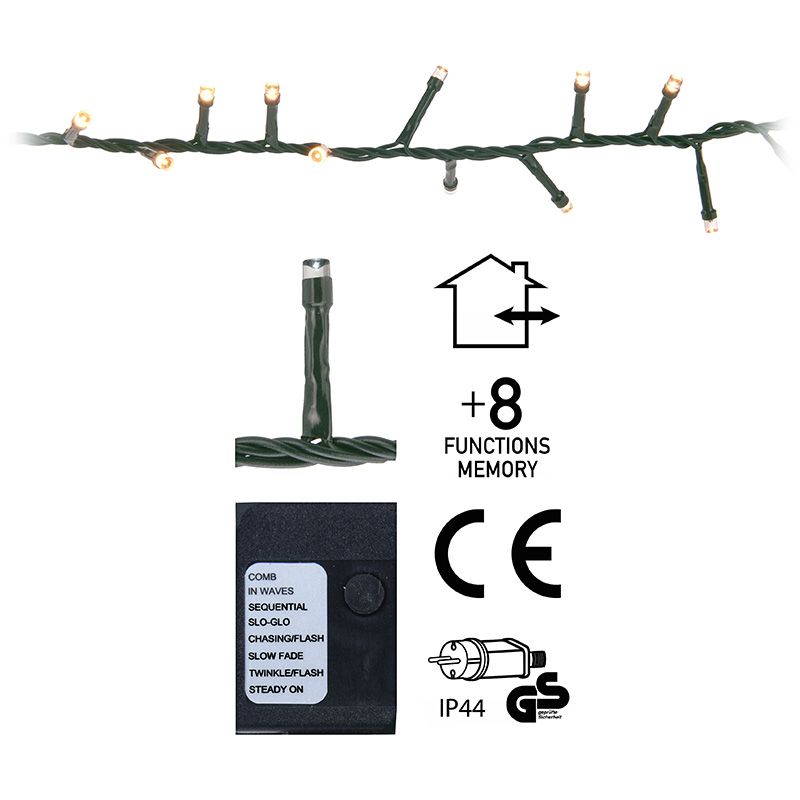Micro Cluster - 1000 Led - 20 Meter - Extra Warm Wit - 8 Functies + Geheugen