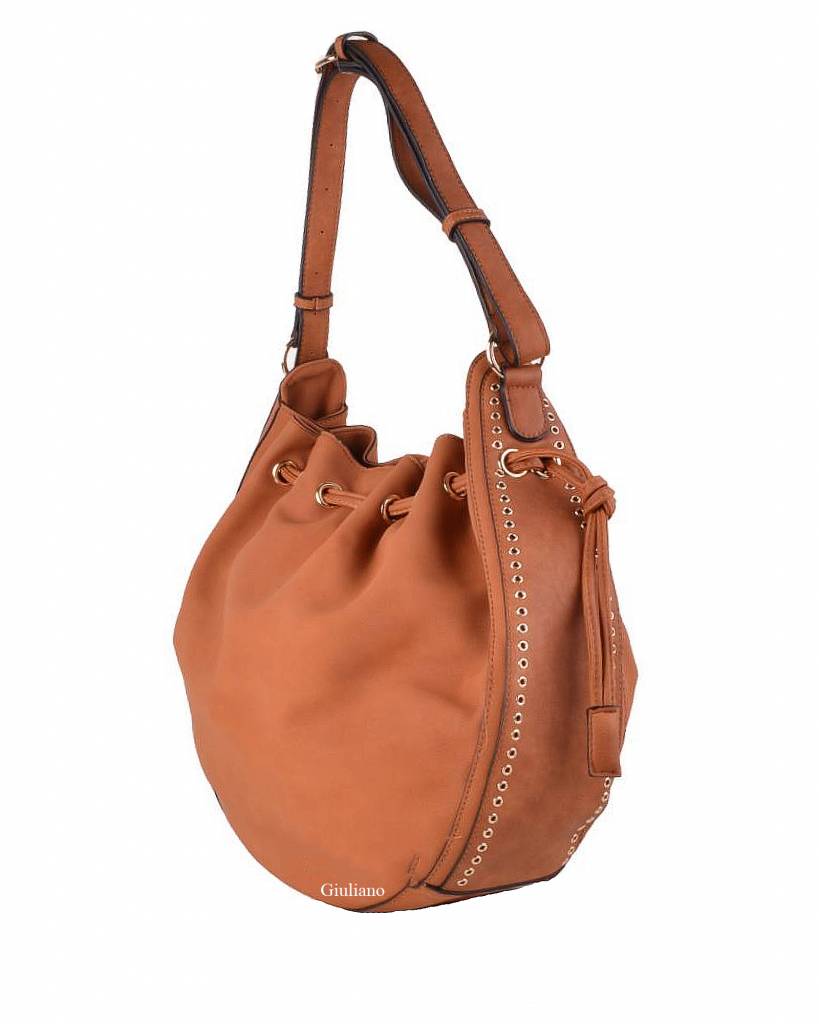 Giuliano kunstlederen hand/schoudertas cognac