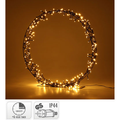 Kerstkrans Op Standaard - 300 Led - 60 Cm - Warm Wit - Timer