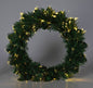 Kerstkrans Met Verlichting - Fiber Optic - 50 Cm - Warm Wit - Op Batterijen