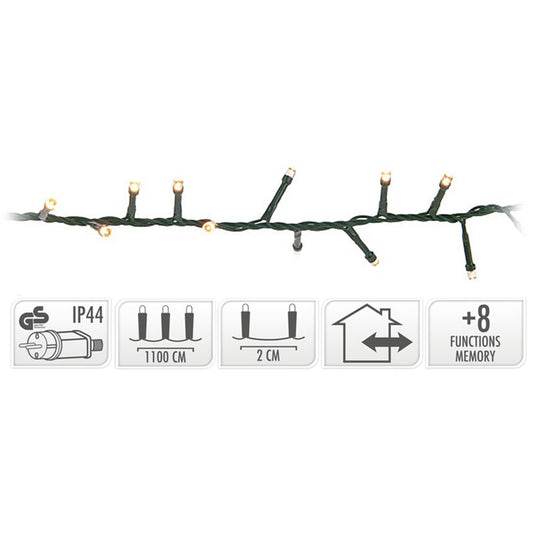 Micro Cluster 560 Led's  -11 Meter - Warm Wit - 8 Functies + Geheugen