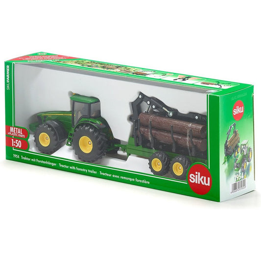 Siku 1954 John Deere 8430 Tractor Met Boomstamaanhangwagen