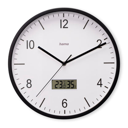 Hama Dcf Wandklok Lanzarote Tikt Niet + Thermometer En Hygrometer 35 Cm Zwart/Wit