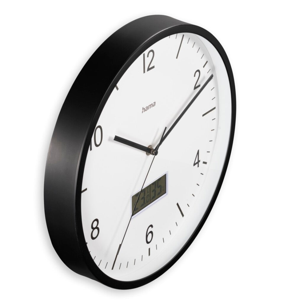 Hama Dcf Wandklok Lanzarote Tikt Niet + Thermometer En Hygrometer 35 Cm Zwart/Wit