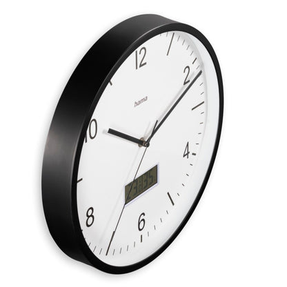 Hama Dcf Wandklok Lanzarote Tikt Niet + Thermometer En Hygrometer 35 Cm Zwart/Wit