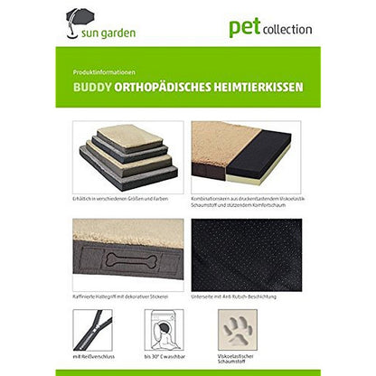 Sun Garden Buddy Orthopedisch Hondenkussen 79X60X8Cm Donkerbruin