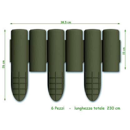 Bama Tuin Modulaire Rand Imitatiehout 38.5X15 Cm 6 Stuks Bruin
