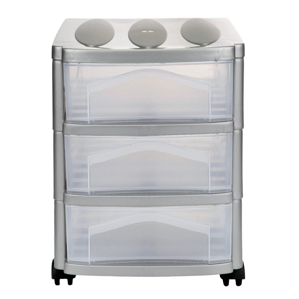 Bama Big Hobby Ladesysteem Met 3 Laden 30X30X40 Cm Zilver/Wit