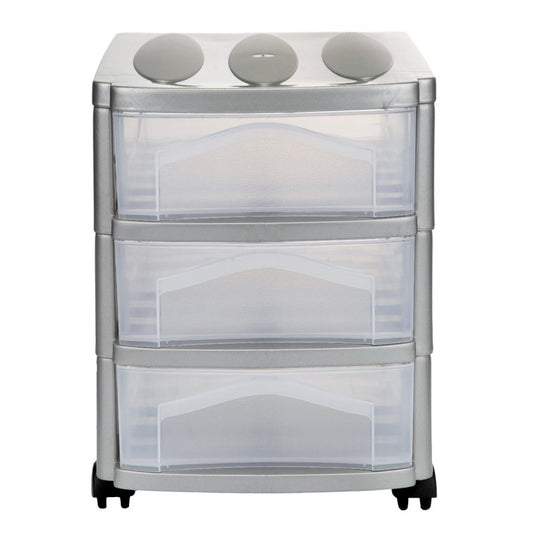 Bama Big Hobby Ladesysteem Met 3 Laden 30X30X40 Cm Zilver/Wit