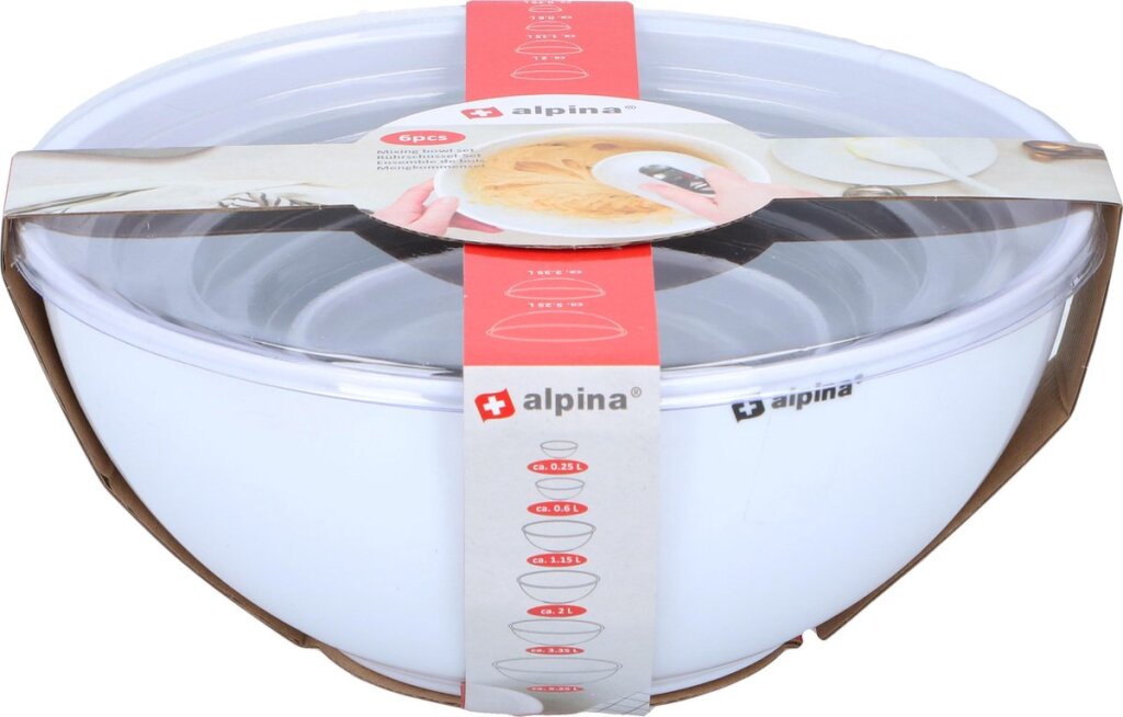 Alpina Beslagkom Mengkommen Set Van 6 Stuks Bakspullen Grijs