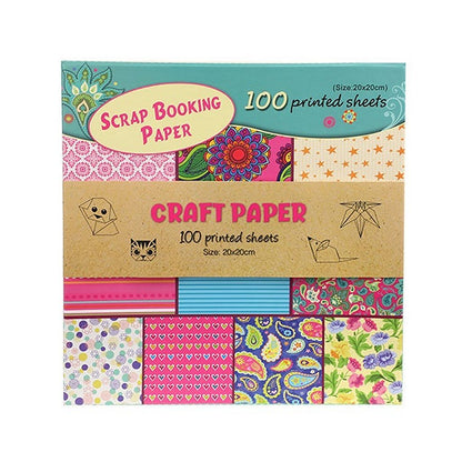 Toi-Toys Knutselpapierset 100 Bedrukte Vellen 20X20Cm
