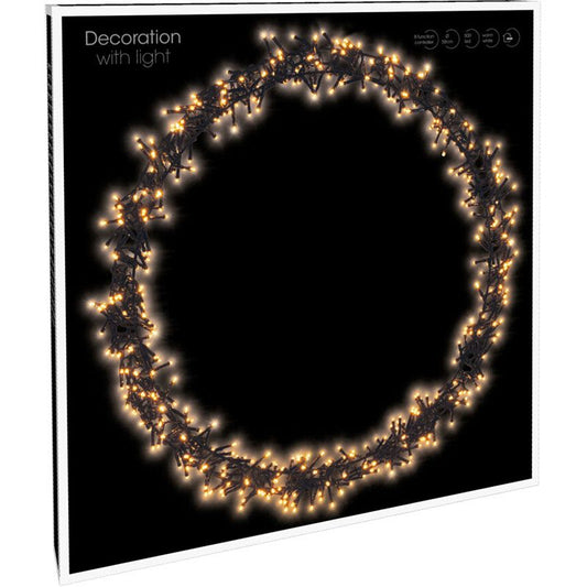 Kerstring Met Verlichting - 400 Led - Ø48 Cm - Extra Warm Wit - 8 Lichtfuncties - Voor Binnen En Buiten