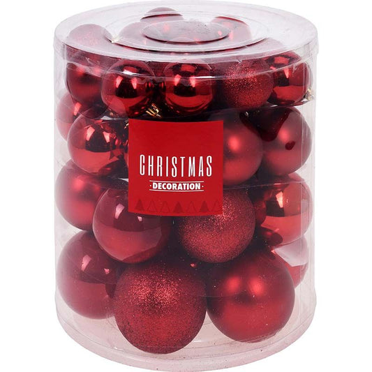 Christmas Decoration Kerstballenset - 44 Stuks Plastic - Rood