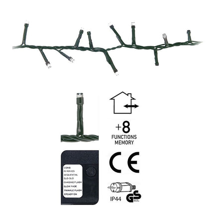 Decorativelighting Micro Cluster 1200 Led's - 24 Meter - Wit - 8 Functies + Geheugen